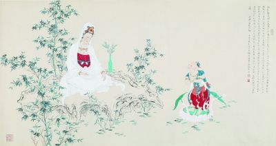 善财童子拜观音图 93×185厘米 2013年 李巍松