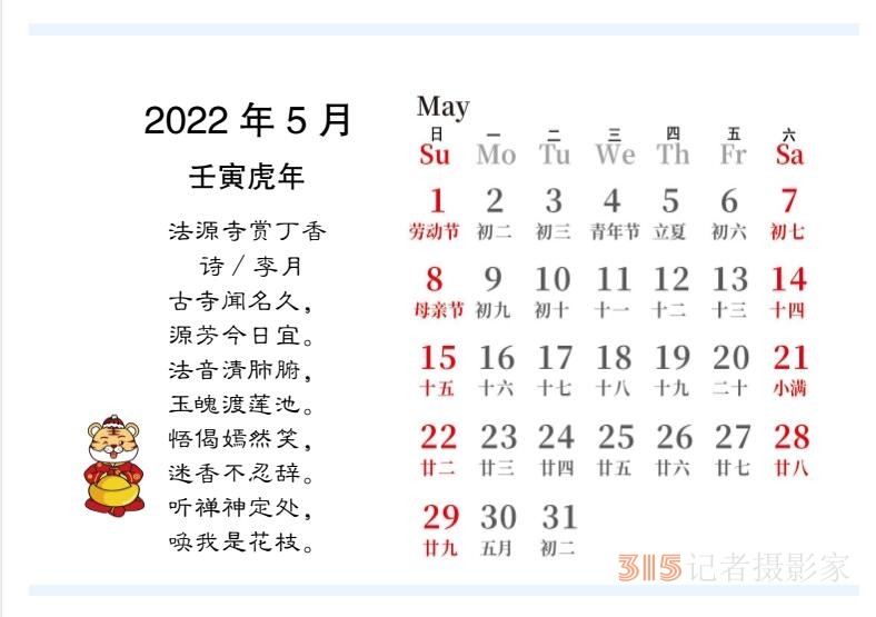 2022壬寅虎年笑琰书法李月诗词台历