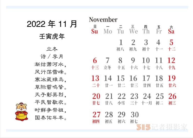 2022壬寅虎年笑琰书法李月诗词台历